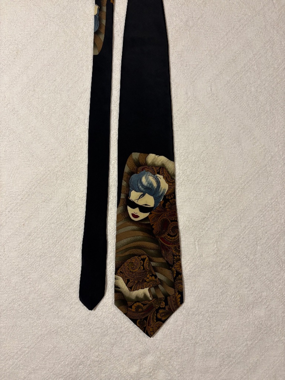 Florenzi Collection Rare Vintage Silk Tie Patrick Nagel Style 80s Pinup Girl